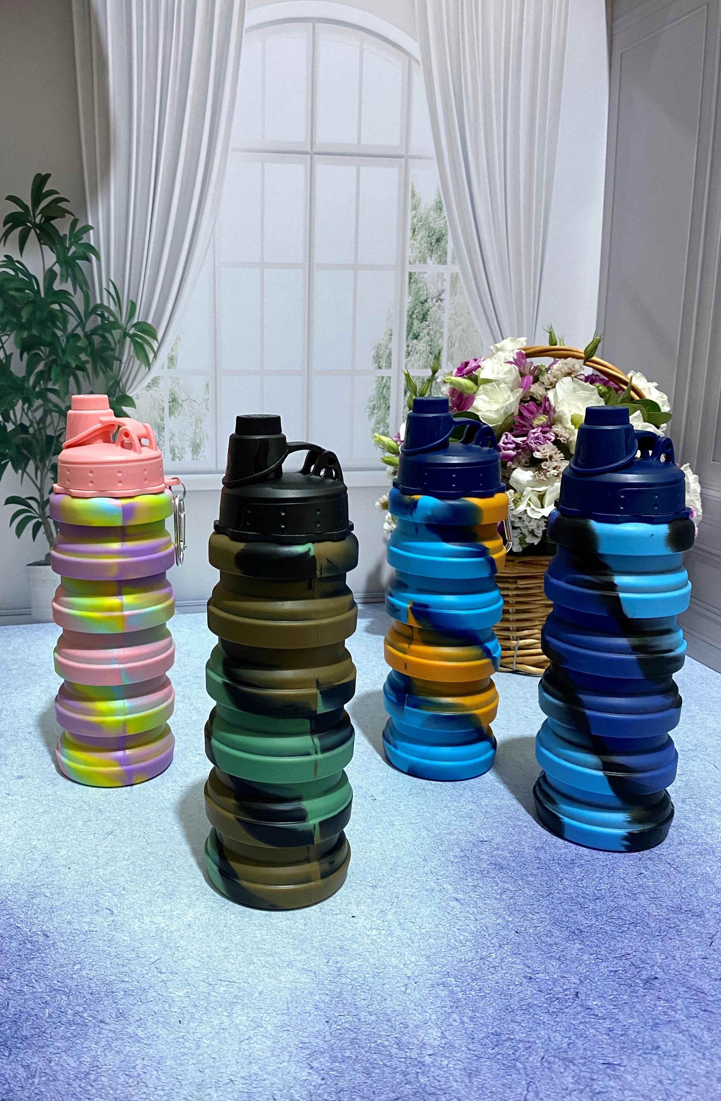 قمقمه سیلیکونی مدل تاشو گنجایش 500 میل